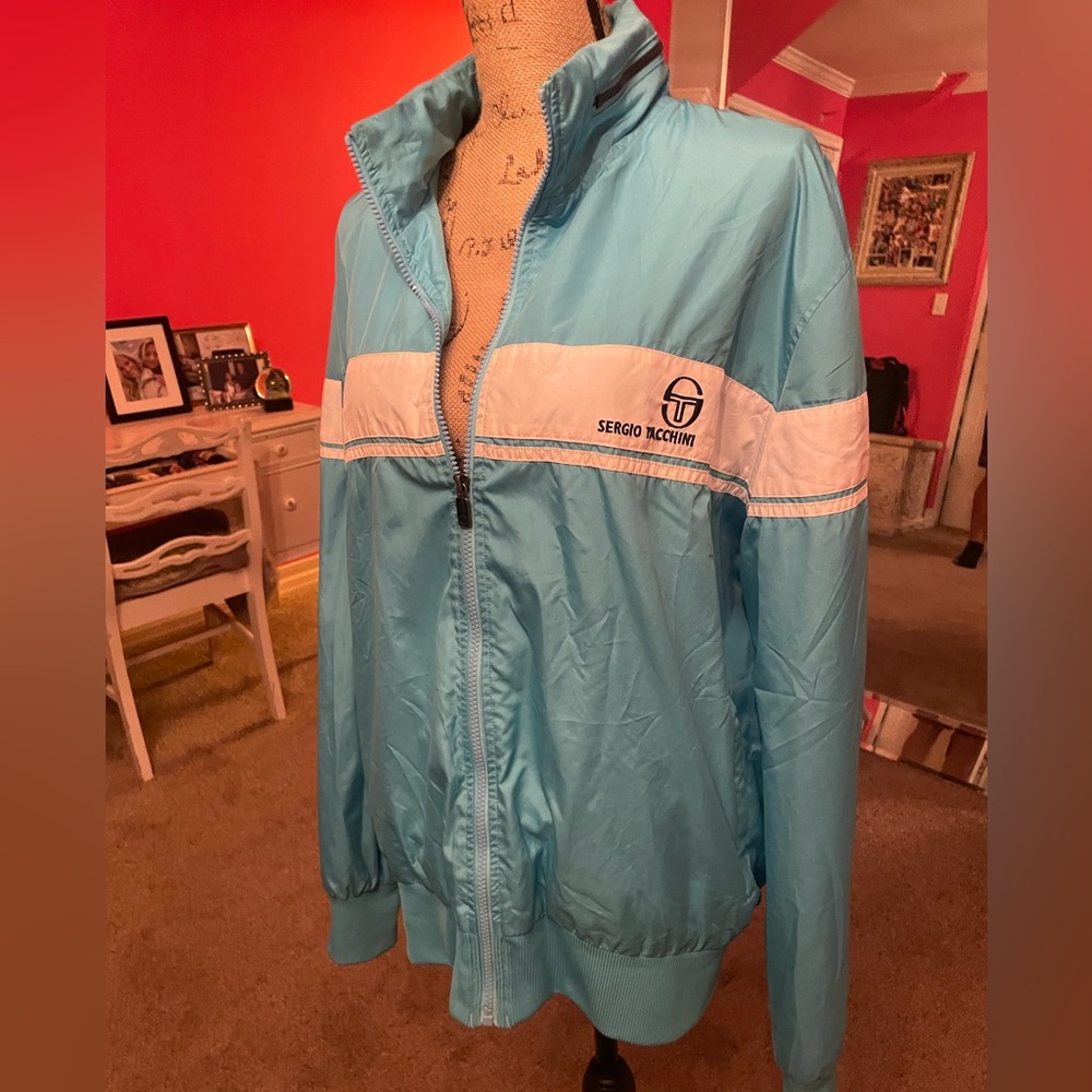vintage powder blue windbreaker / track suit jacket
